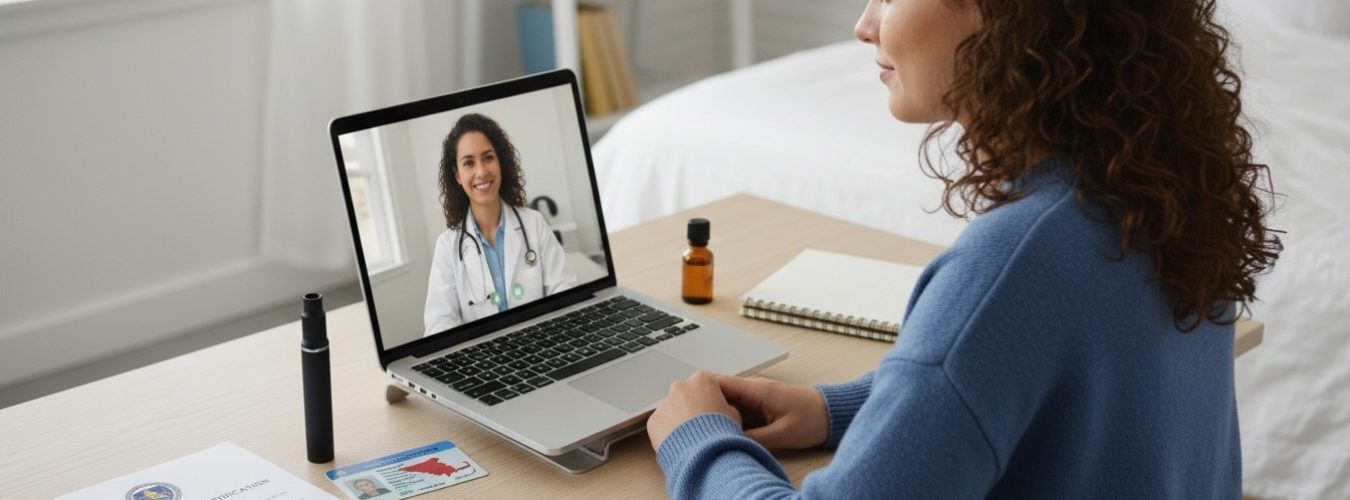 Online telehealth consultation for a Massachusetts medical marijuana card.